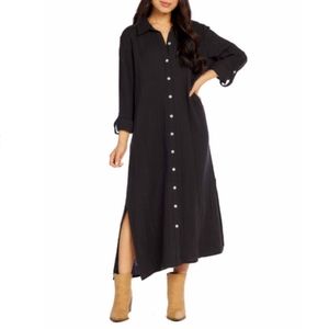 NWT Mudpie | Cotton Crinkle Muslin Clemmy Black Maxi Dress